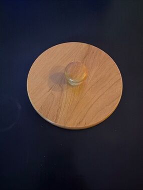 Round Wooden Longaberger Lid with Knob - Natural Wood 4.25 inches